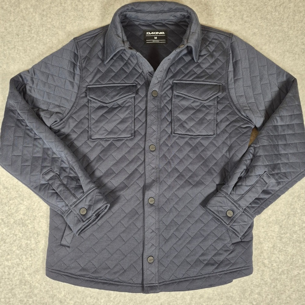 Dakine Shirt Jacket Mens M Navy Blue Quilted Diamond Pattern Snap Front 1908881